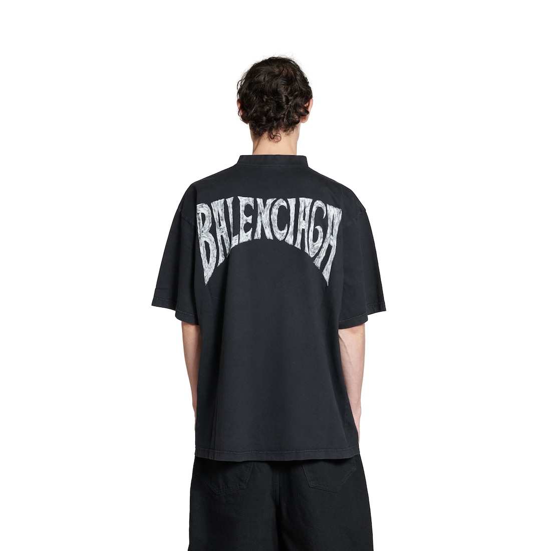 Balenciaga Camiseta Balenciaga Hand-drawn Medium Fit En Negro Degradado