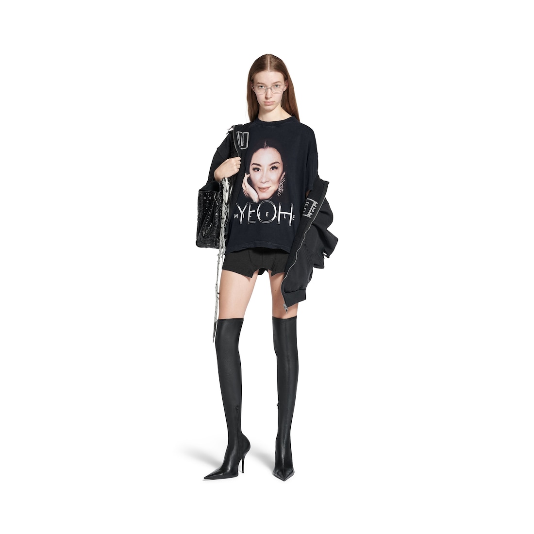 Balenciaga Camiseta Boxy Michelle en Negro Degradado