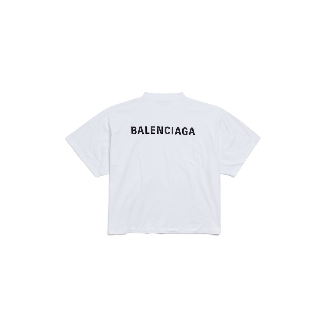 Balenciaga Camiseta Cropped Balenciaga Back Para Mujer En Blanco/negro