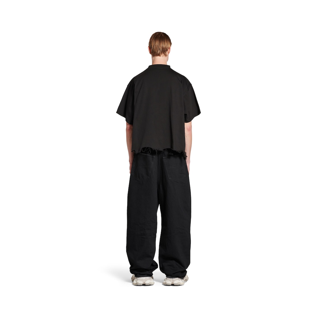 Balenciaga Camiseta Cropped Bb Classic Balenciaga Oversize En Negro