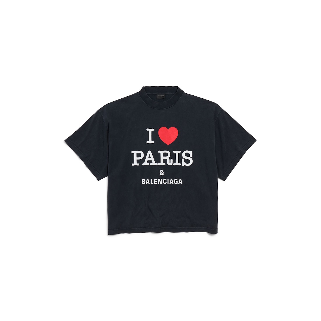 Balenciaga Camiseta Cropped I Love Paris & Balenciaga Oversize para Mujer en Negro Degradado