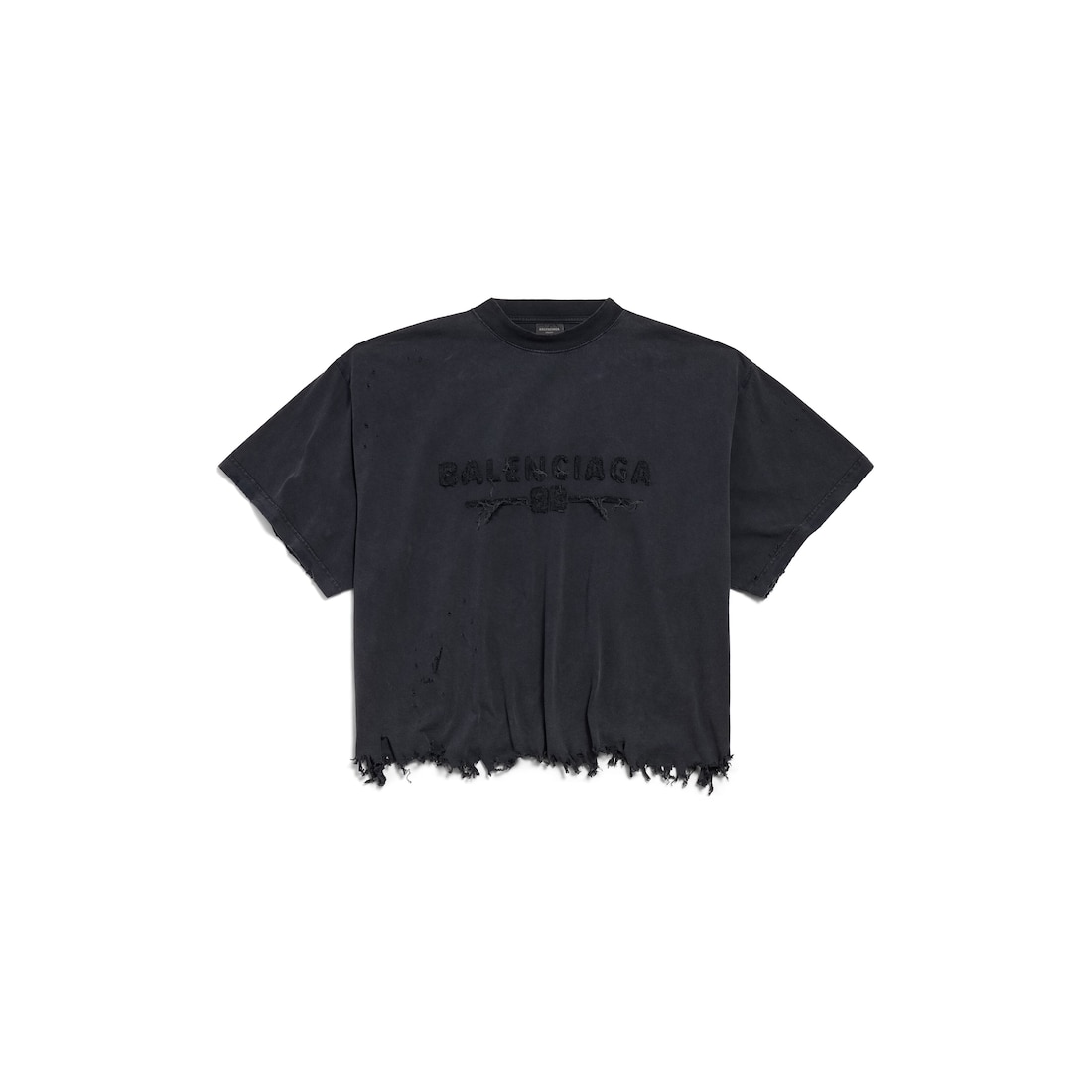 Balenciaga Camiseta Cropped para Mujer en Negro Degradado