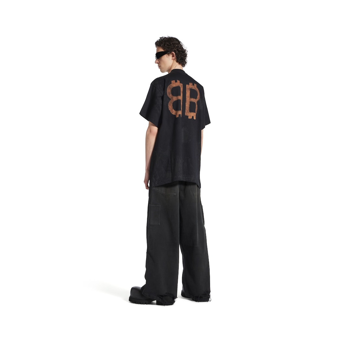 Balenciaga Camiseta Crypto Oversize En Negro Degradado