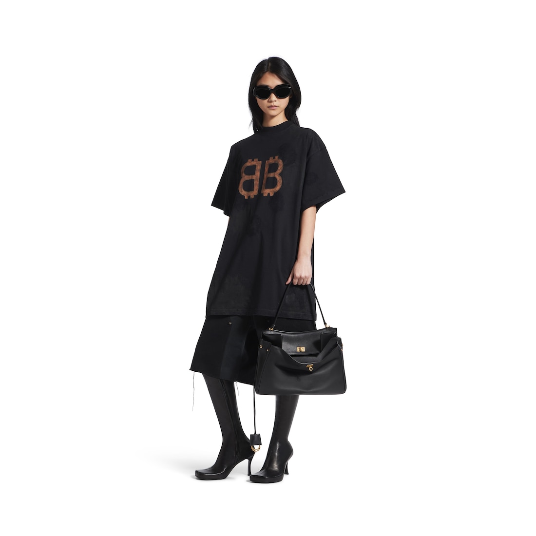 Balenciaga Camiseta Crypto Oversize En Negro Degradado