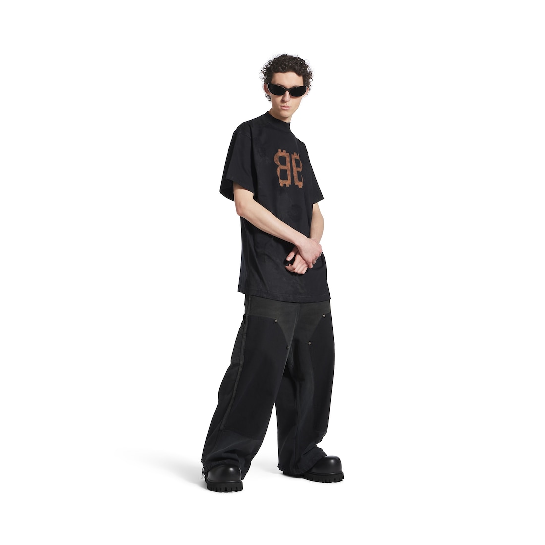 Balenciaga Camiseta Crypto Oversize En Negro Degradado