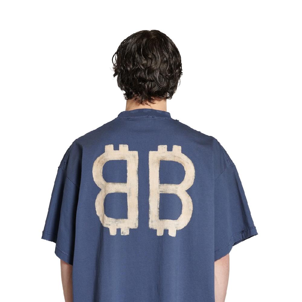 Balenciaga Camiseta Crypto Oversize Para Hombre En Azul