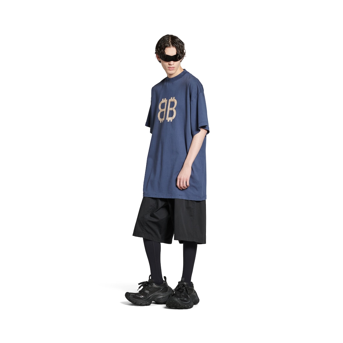 Balenciaga Camiseta Crypto Oversize para Hombre en Azul