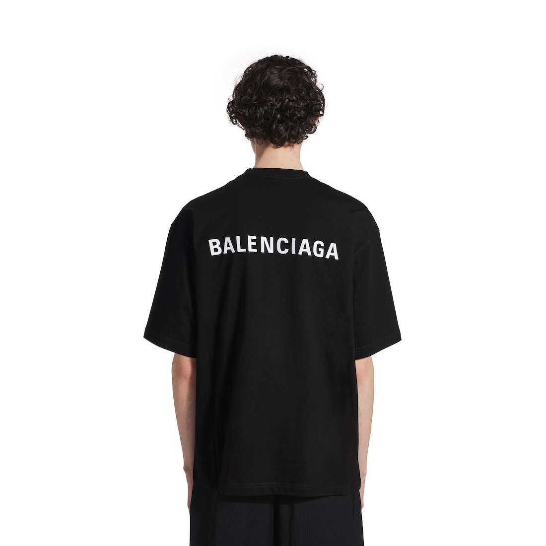 Balenciaga Camiseta De Ajuste Mediano Logo Para Hombre En Negro