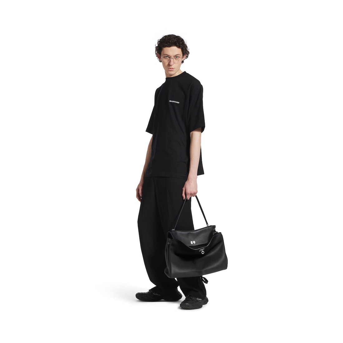 Balenciaga Camiseta De Ajuste Mediano Logo para Hombre en Negro