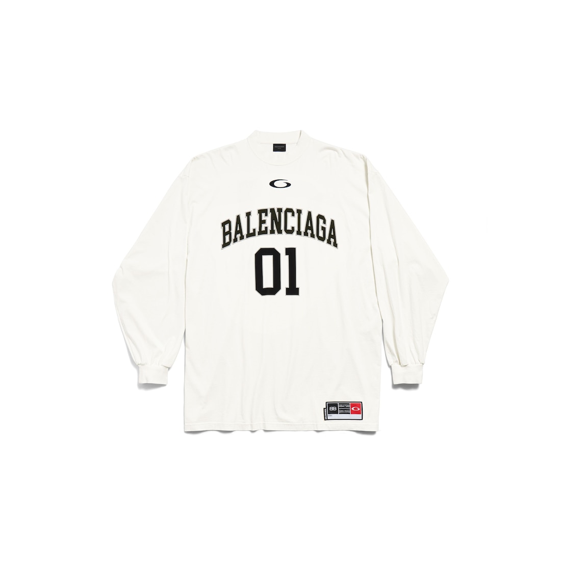 Balenciaga Camiseta De Manga Larga Basketball Series Large Fit para Hombre en Blanco Roto