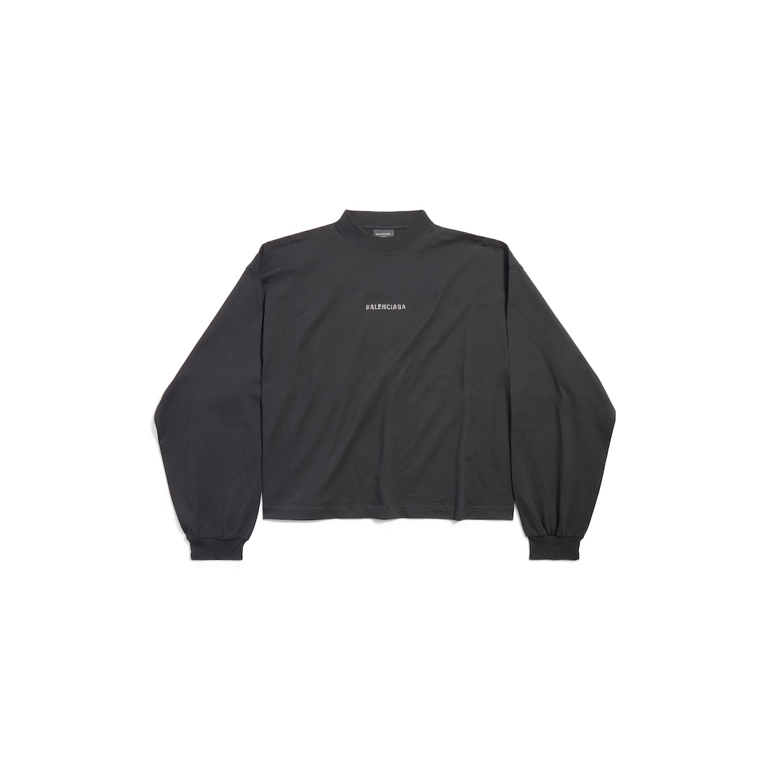 Balenciaga Camiseta De Manga Larga Cropped Balenciaga Back Strass para Mujer en Negro