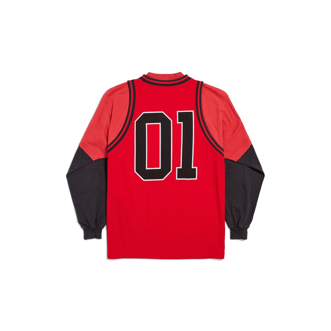 Balenciaga Camiseta De Manga Larga Layered - Basketball Series Para Hombre En Rojo/negro