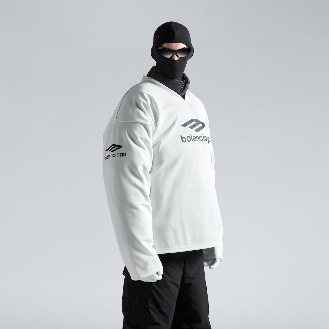 Balenciaga Camiseta De Manga Larga Ski 3b Sports Icon Large Fit En Blanco