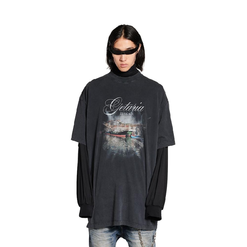 Balenciaga Camiseta Getaria Oversized Para Hombre En Negro Degradado