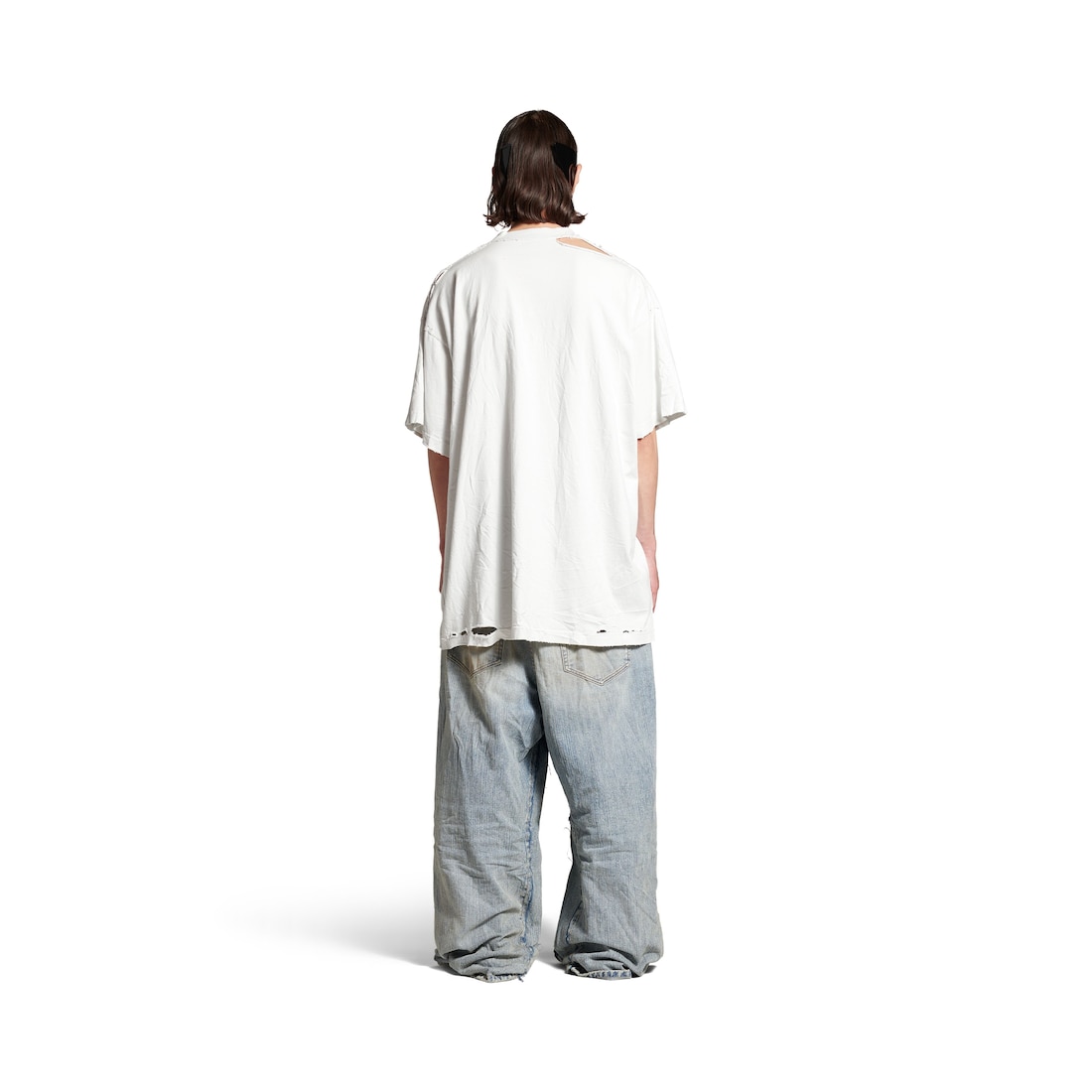 Balenciaga Camiseta How Are You Feeling Today Oversize Para Mujer En Blanco Con Efecto Sucio