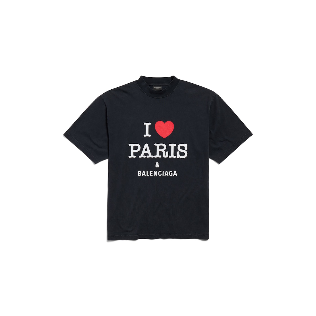 Balenciaga Camiseta I Love Paris & Balenciaga Medium Fit en Negro Degradado