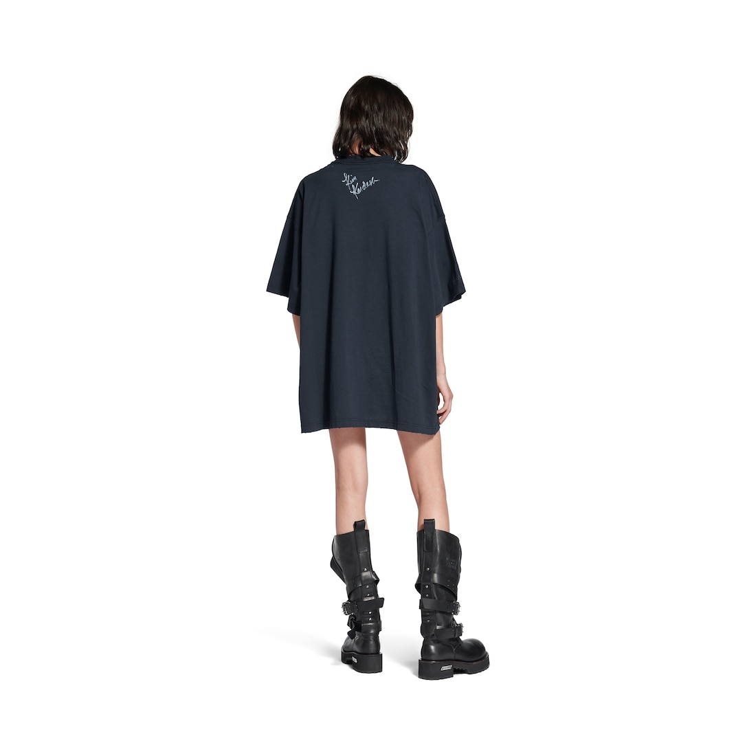 Balenciaga Camiseta Kim K Oversized En Negro Descolorido