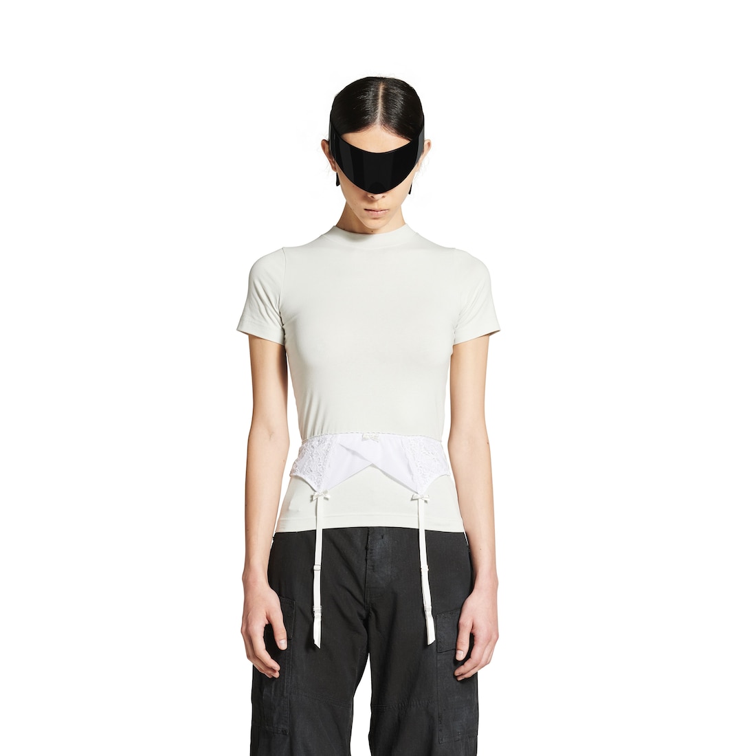 Balenciaga Camiseta Lingerie Para Mujer En Blanco Con Efecto Sucio