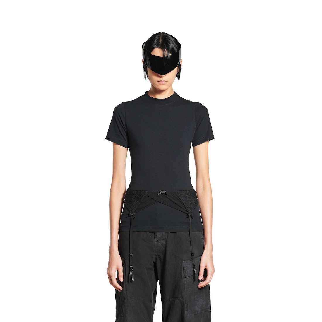 Balenciaga Camiseta Lingerie Para Mujer En Negro Descolorido