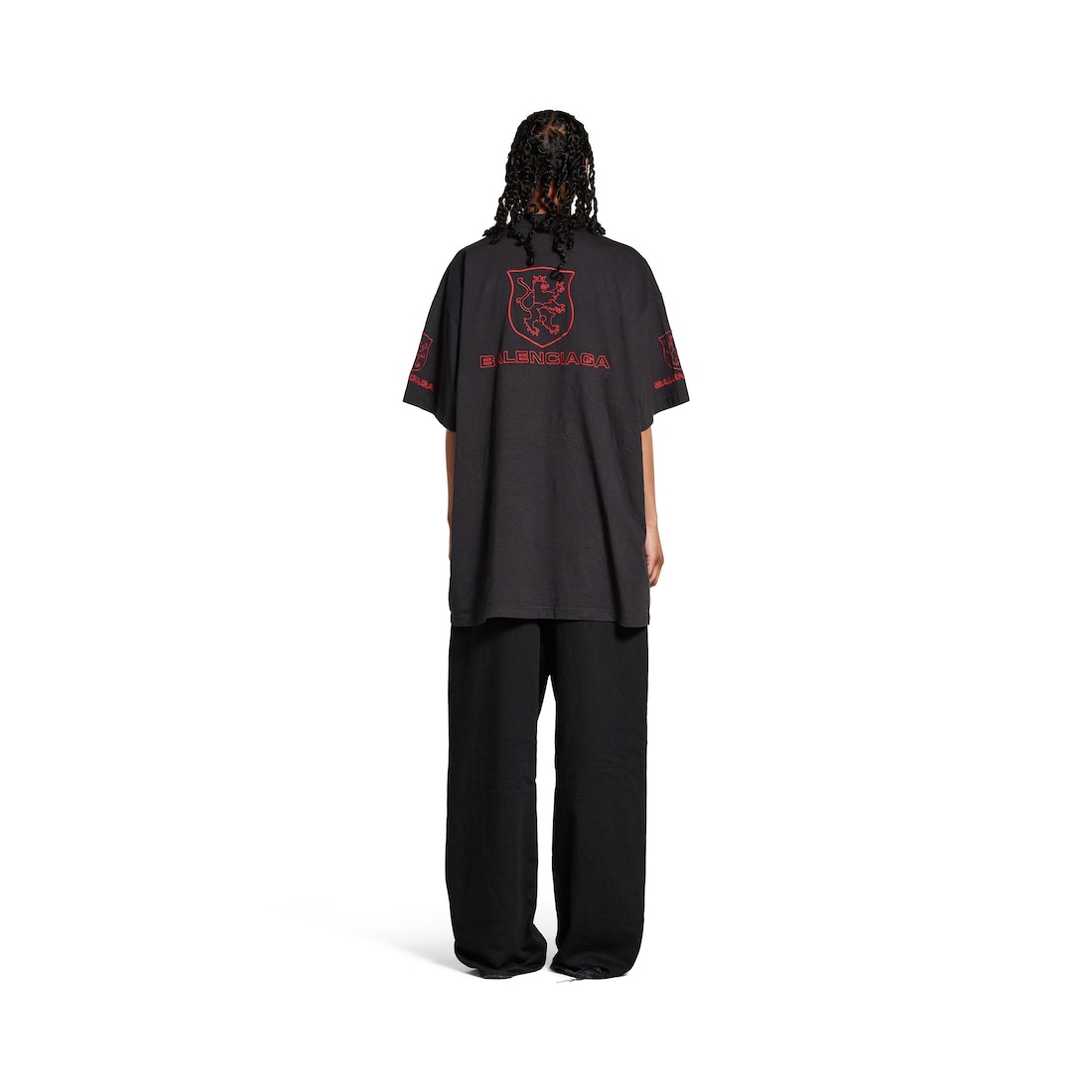 Balenciaga Camiseta Lion Club Oversized Para Hombre En Negro/rojo