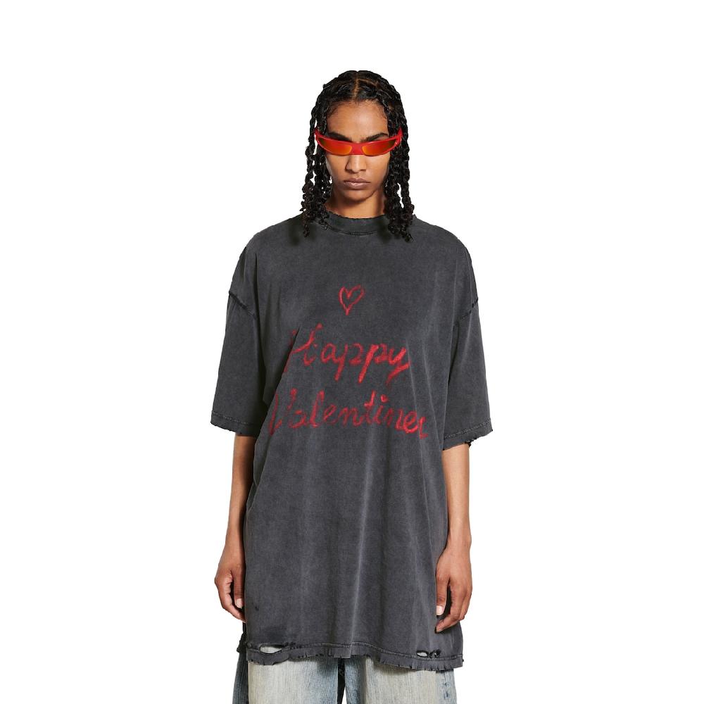 Balenciaga Camiseta Lipstick Valentines Oversized Para Mujer En Negro Degradado