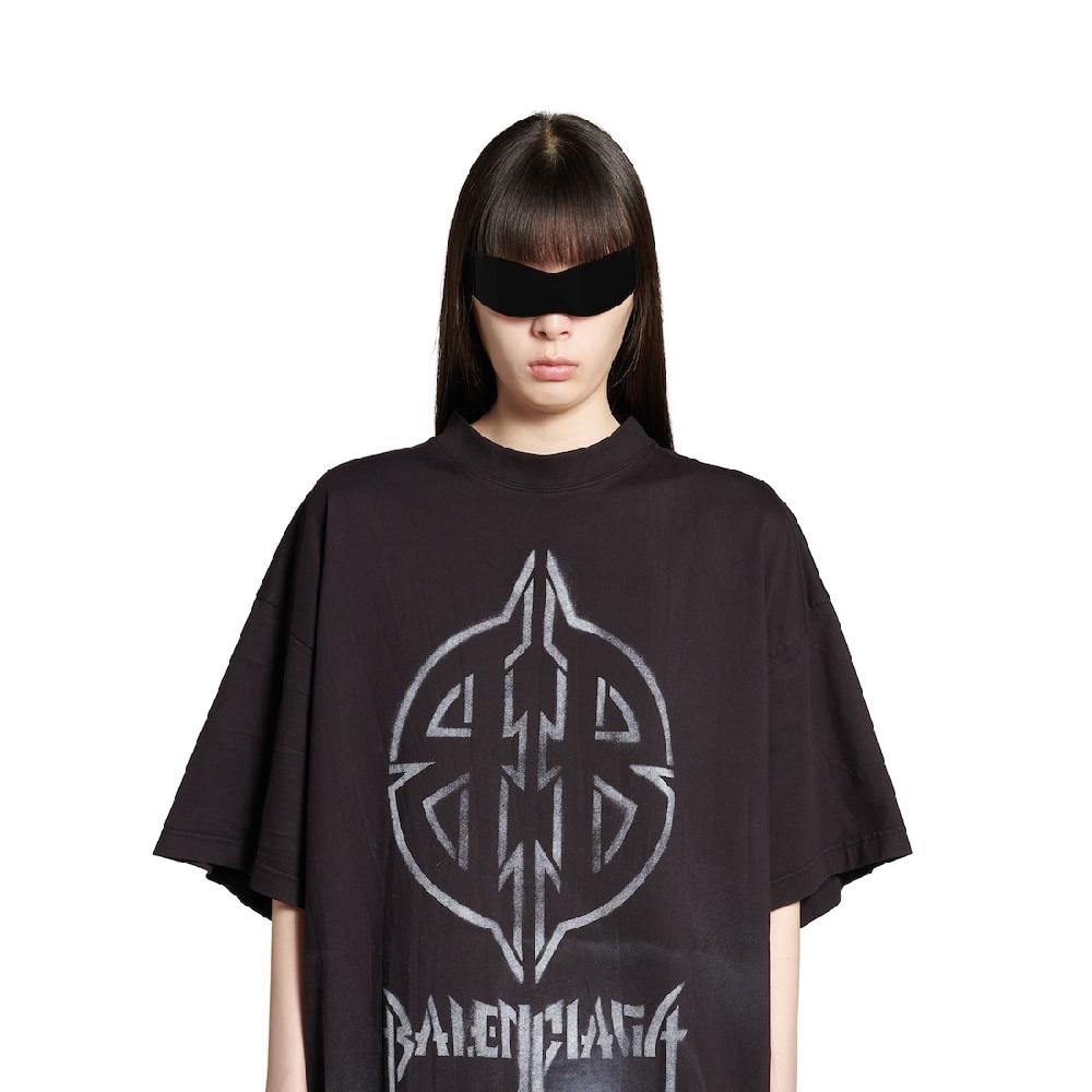 Balenciaga Camiseta Metal Bb Stencil Oversize En Negro/blanco
