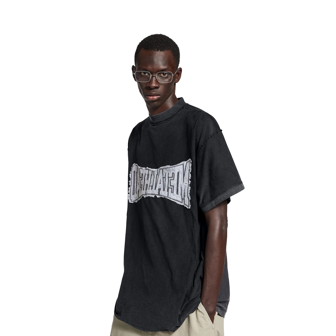 Balenciaga Camiseta Metalhead Inside Out Oversized Para Hombre En Negro Descolorido