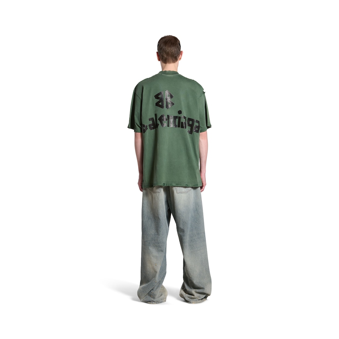 Balenciaga Camiseta New Tape Type Medium Fit En Verde Oscuro