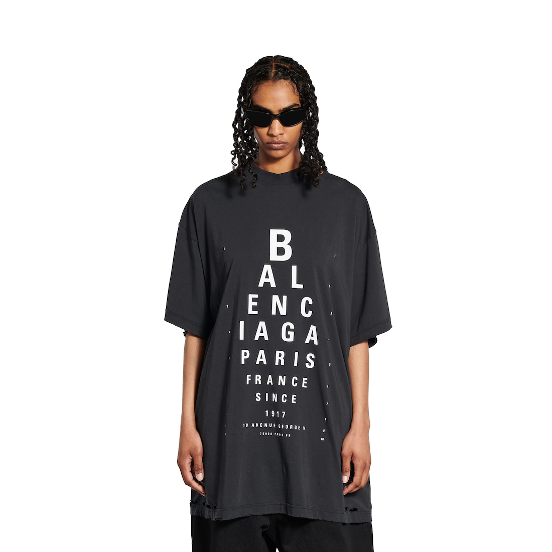 Balenciaga Camiseta Optical Oversized Para Mujer En Negro/blanco