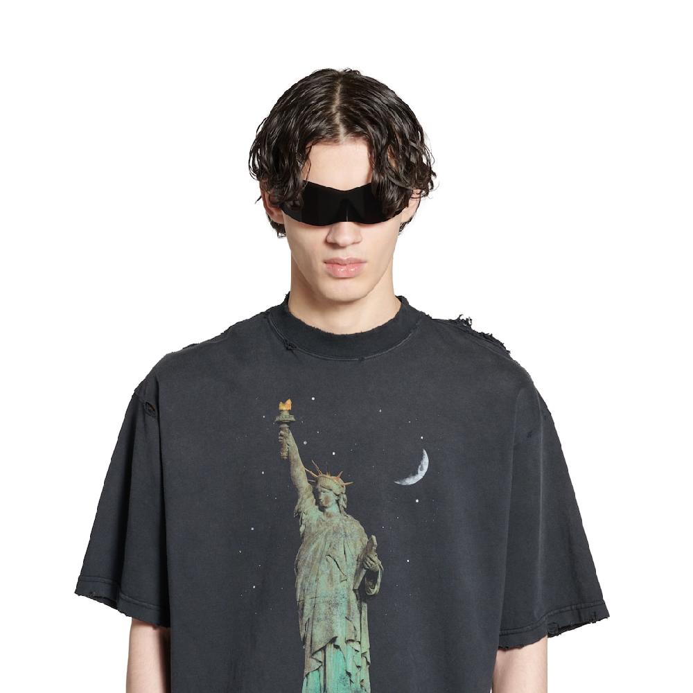 Balenciaga Camiseta Paris Liberty Medium Fit En Negro