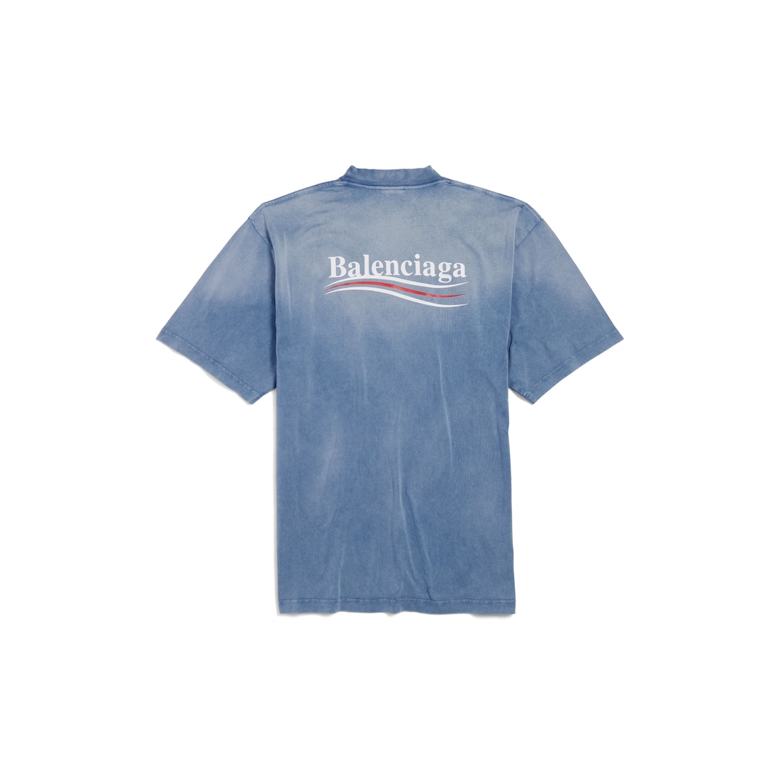 Balenciaga Camiseta Political Campaign Medium Fit Para Hombre En Azul Desteñido/blanco/rojo