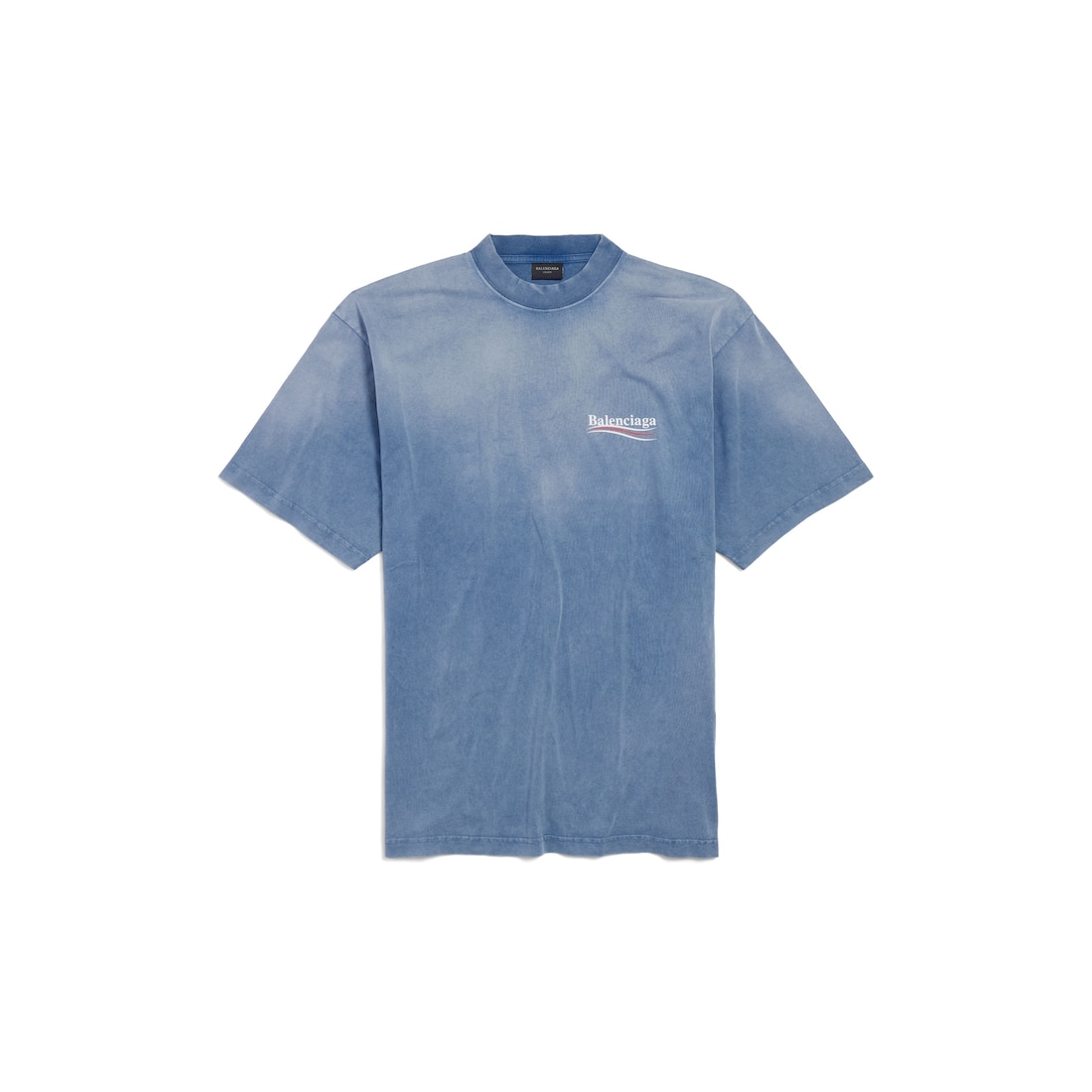 Balenciaga Camiseta Political Campaign Medium Fit para Hombre en Azul Desteñido/blanco/rojo
