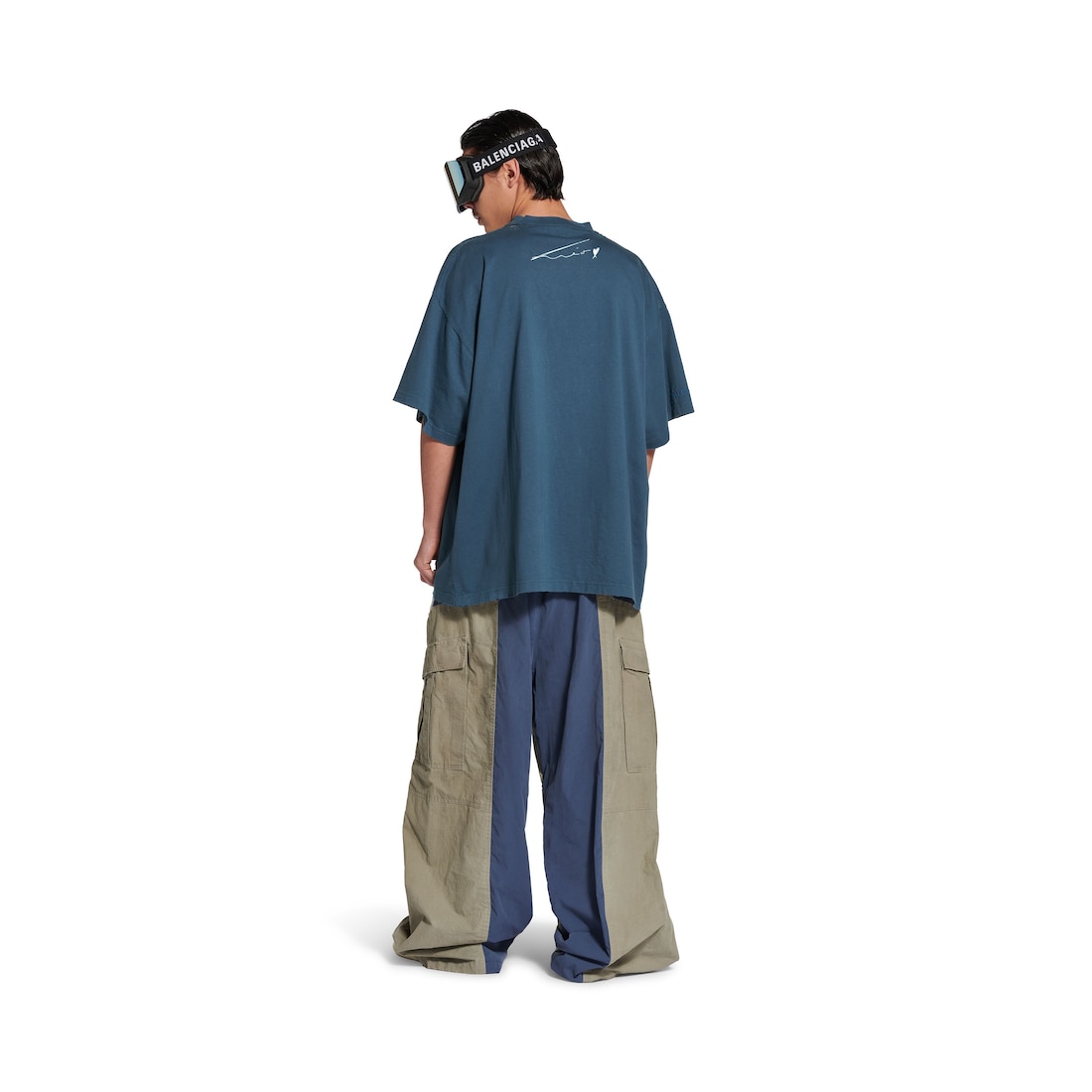 Balenciaga Camiseta Pp Krit Oversized En Azul Oscuro