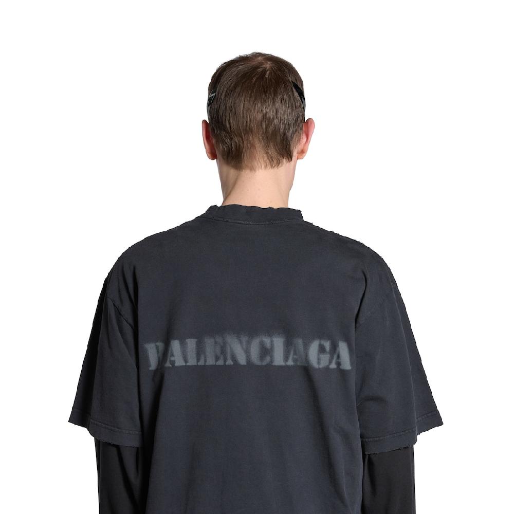 Balenciaga Camiseta Stencil Type Medium Fit En Negro