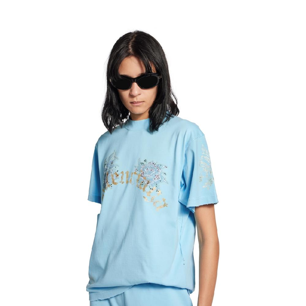 Balenciaga Camiseta Tacky Tattoo Small Fit Para Mujer En Azul Claro