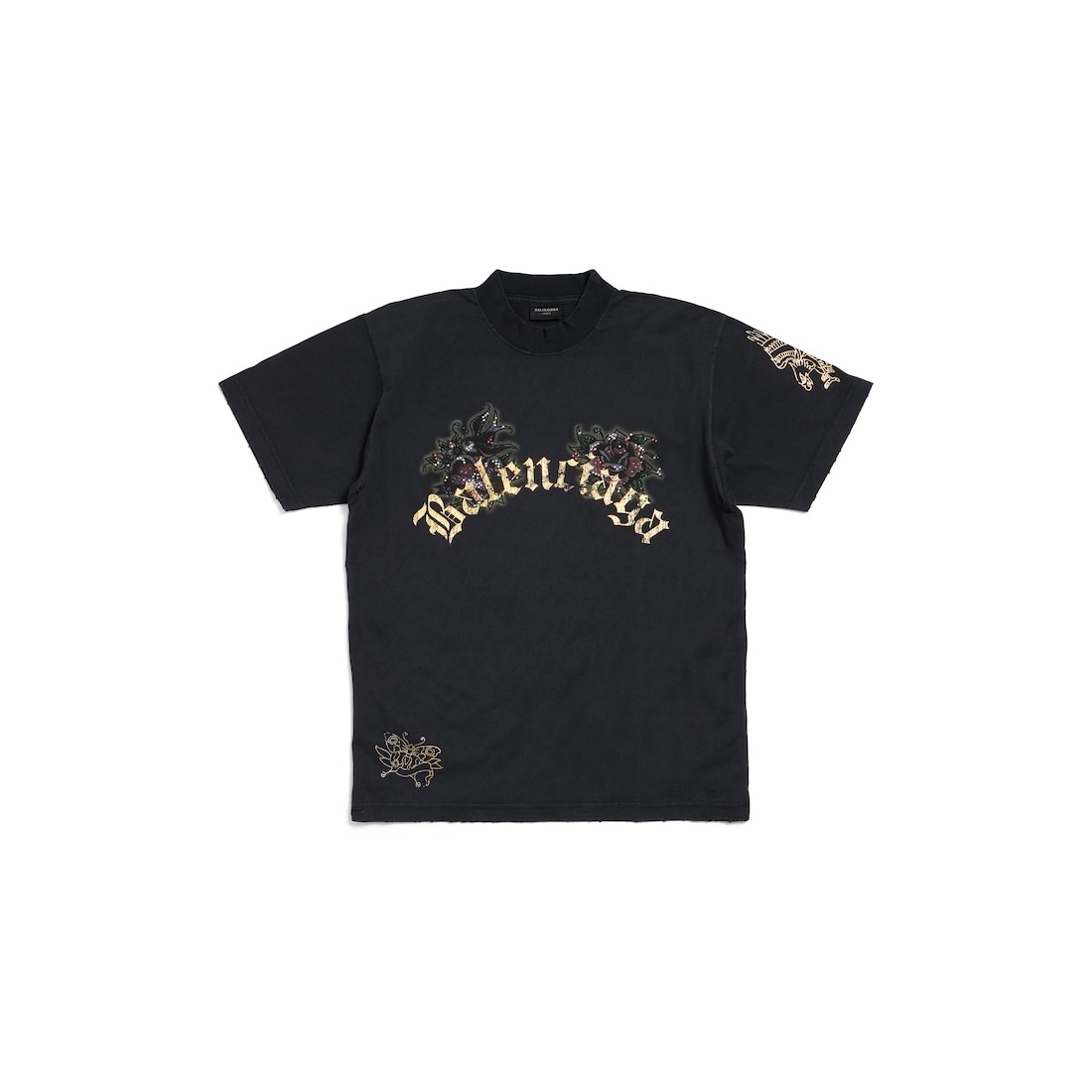 Balenciaga Camiseta Tacky Tattoo Small Fit para Mujer en Negro Degradado