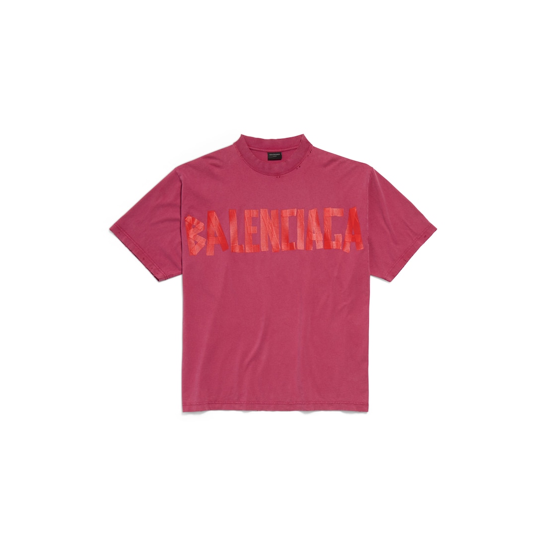 Balenciaga Camiseta Tape Type Medium Fit En Frambuesa