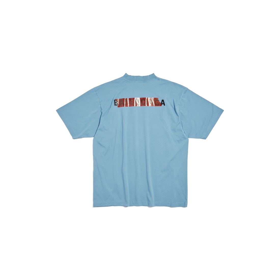 Balenciaga Camiseta Taped Balenciaga Back Medium Fit Para Hombre En Azul Grisáceo