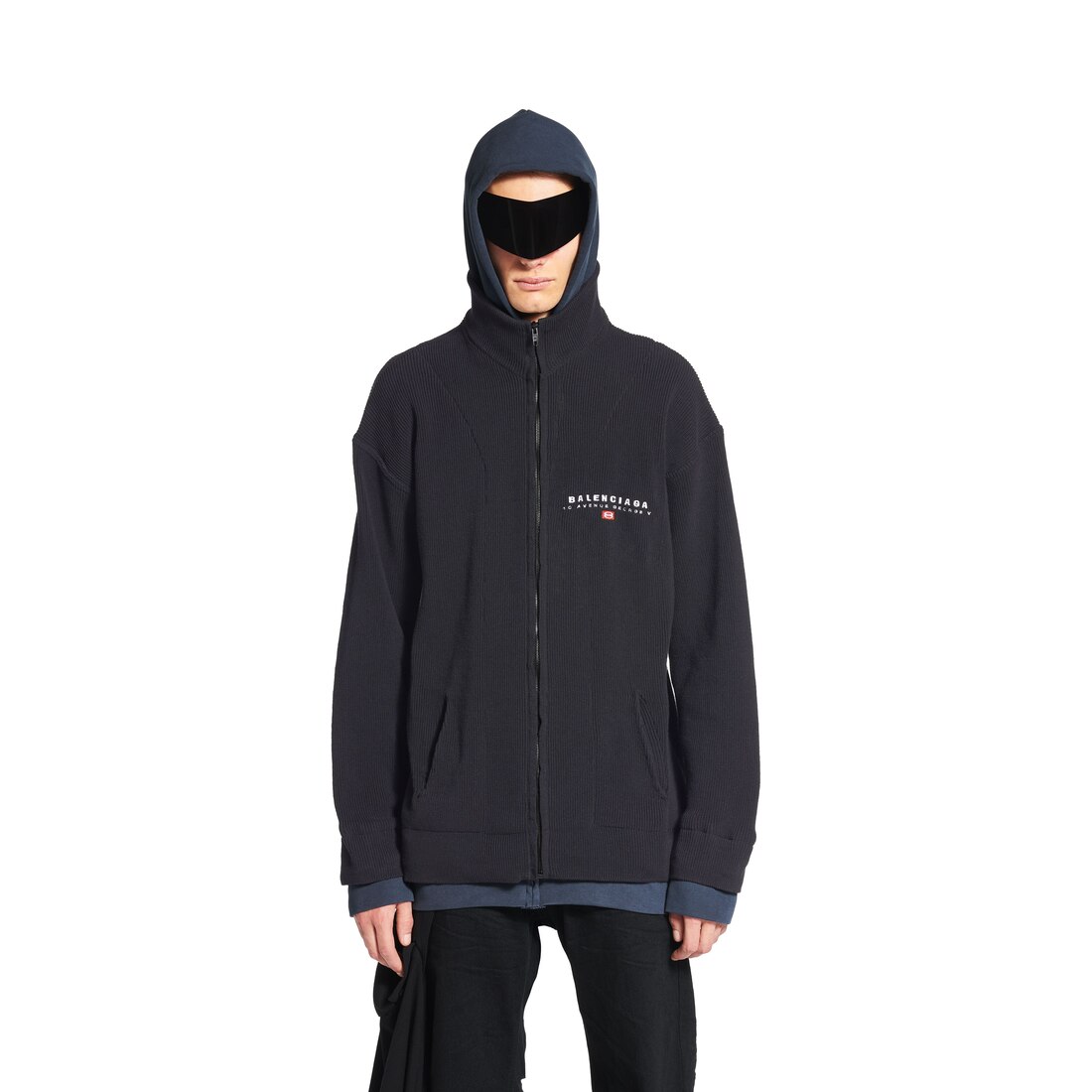 Balenciaga Cárdigan Con Cremallera Hybrid Para Hombre En Negro