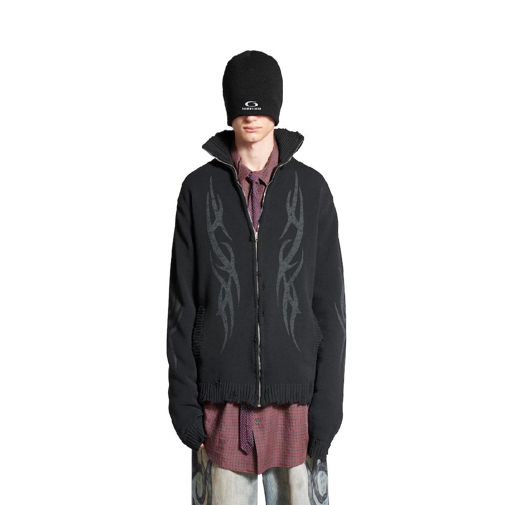 Balenciaga Cárdigan Con Cremallera Y2k Para Hombre En Negro