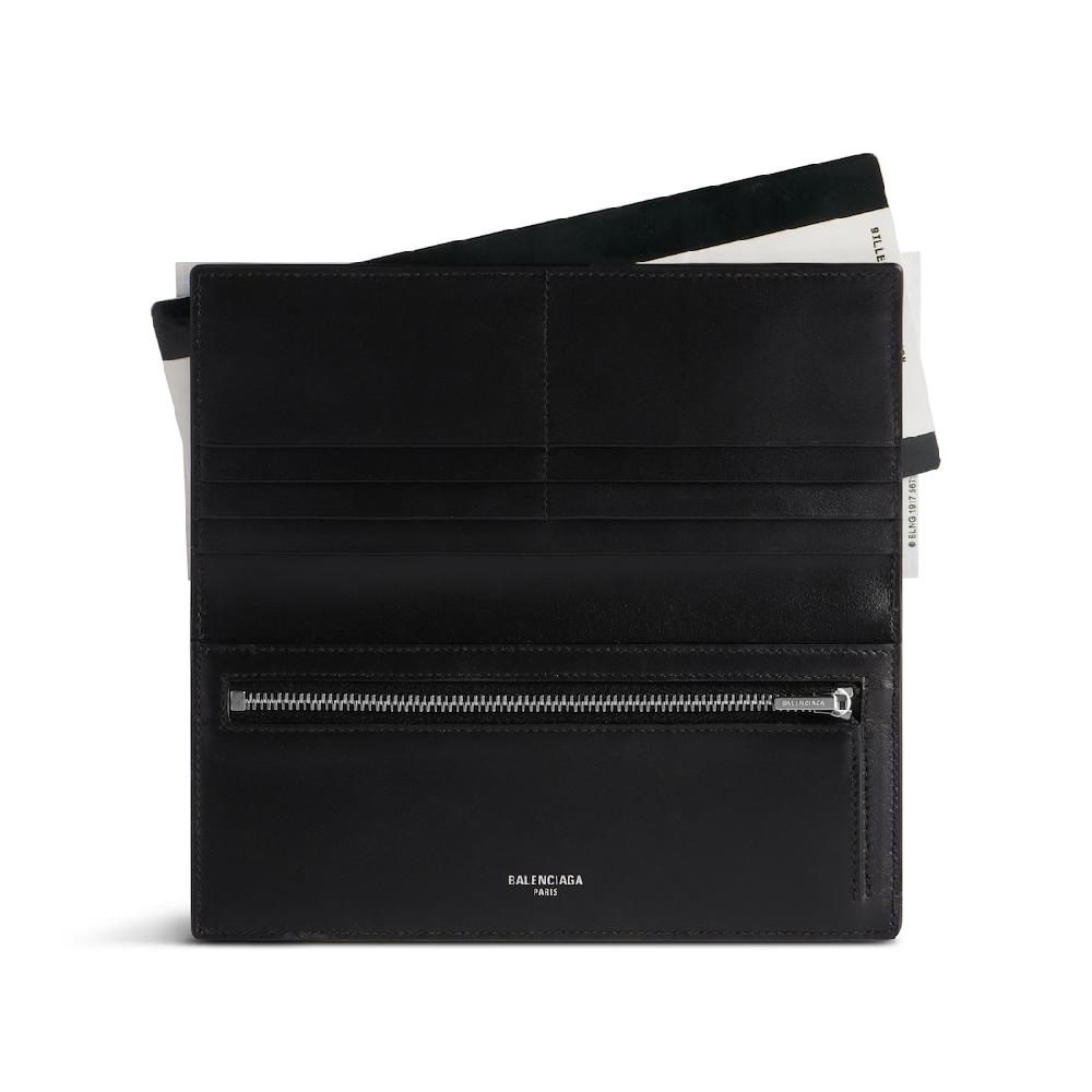 Balenciaga Cartera Alargada Passport 2 Billetes Para Hombre En Negro