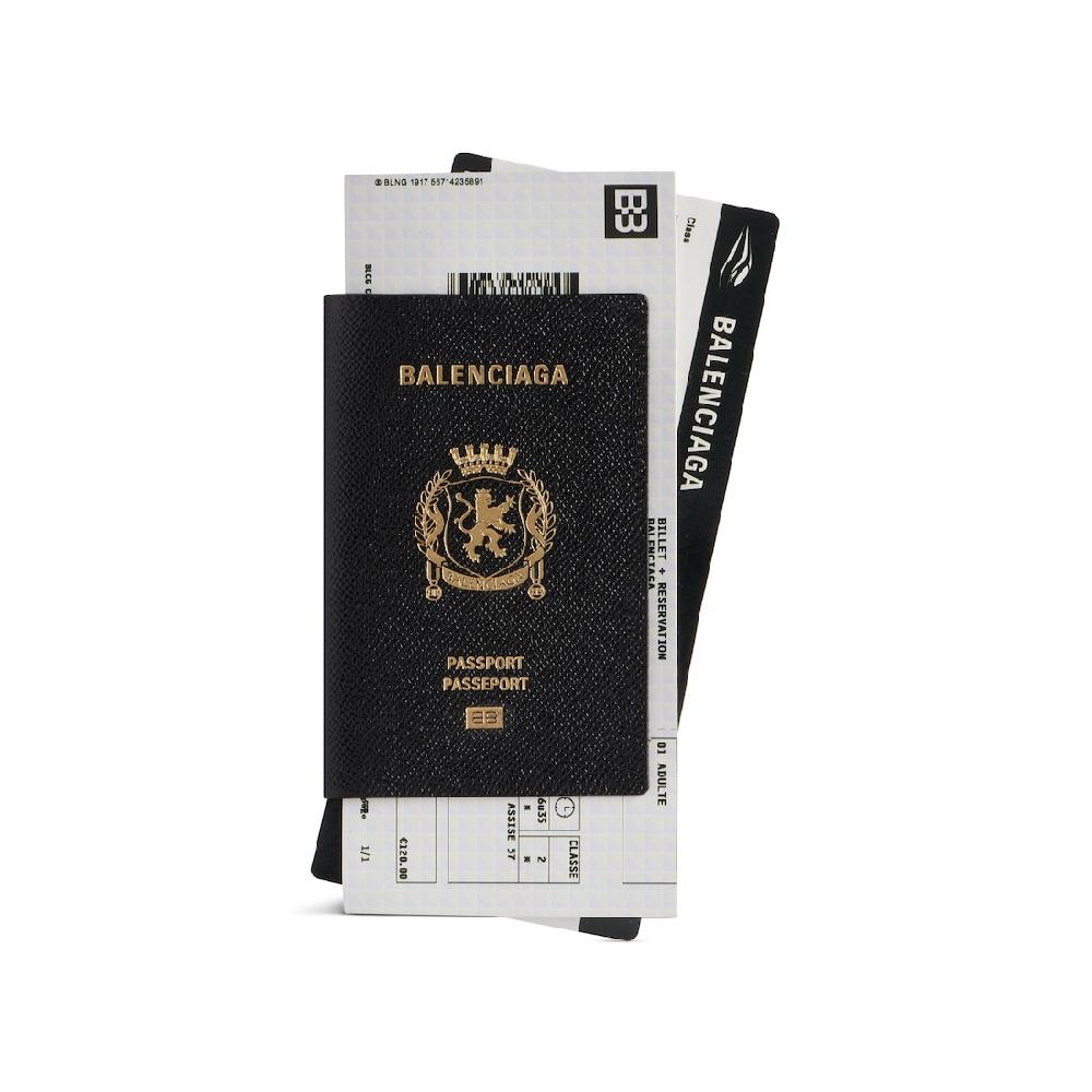 Balenciaga Cartera Alargada Passport 2 Billetes para Hombre en Negro