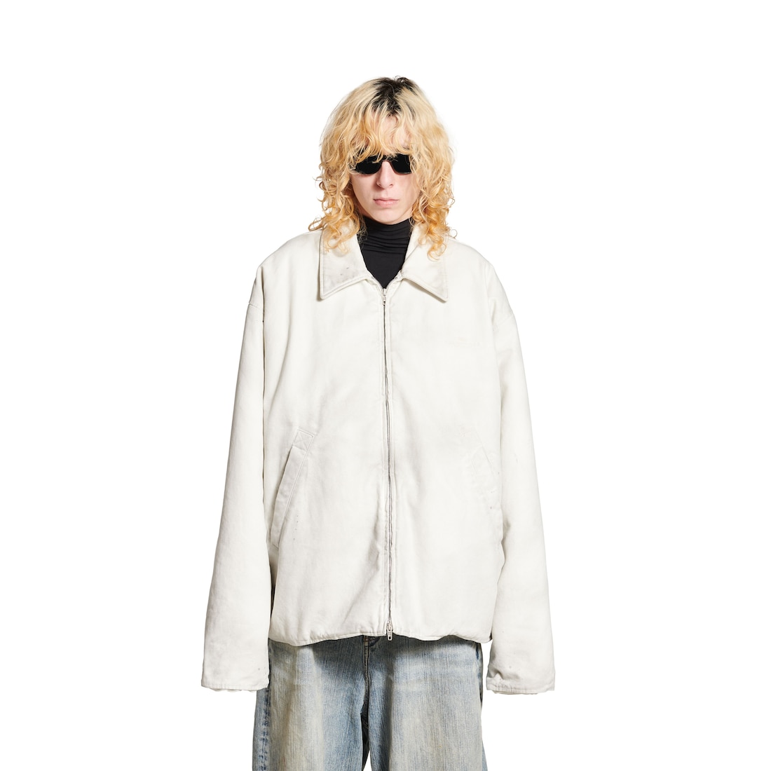 Balenciaga Chaqueta Con Cremallera Para Hombre En Blanco
