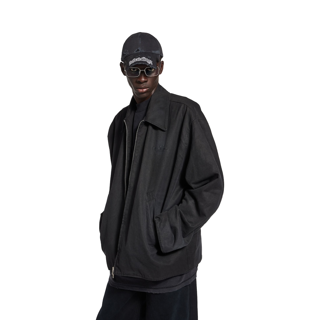 Balenciaga Chaqueta Con Cremallera Para Hombre En Negro