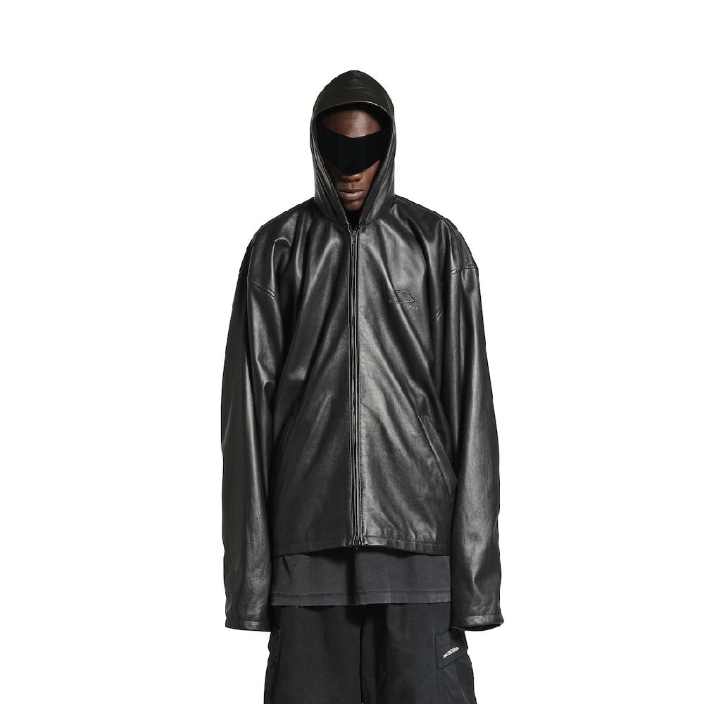 Balenciaga Chaqueta Con Cremallera Y Capucha Para Hombre En Negro