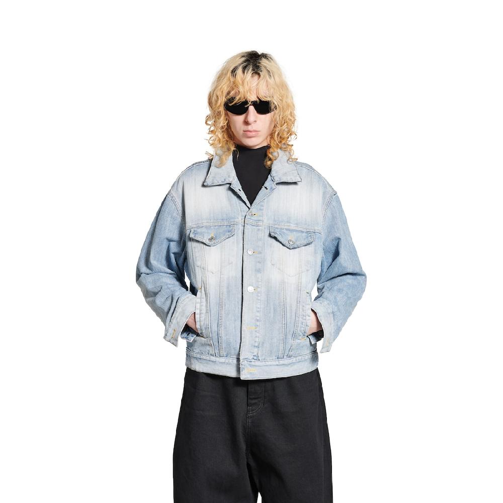 Balenciaga Chaqueta Con Cuello Standing Para Mujer En Azul Claro