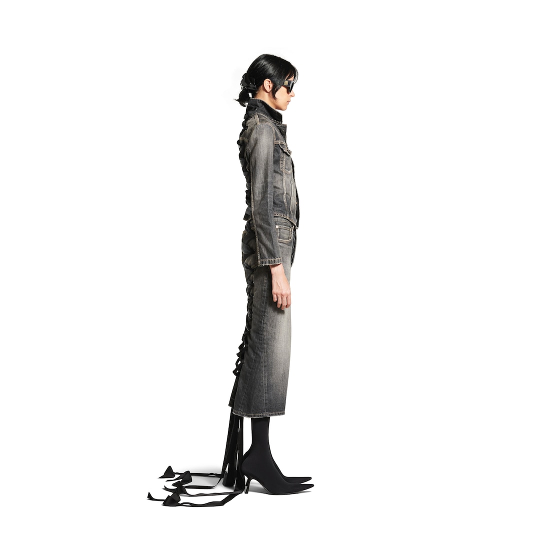 Balenciaga Chaqueta Con Encaje Para Mujer En Gris Oscuro