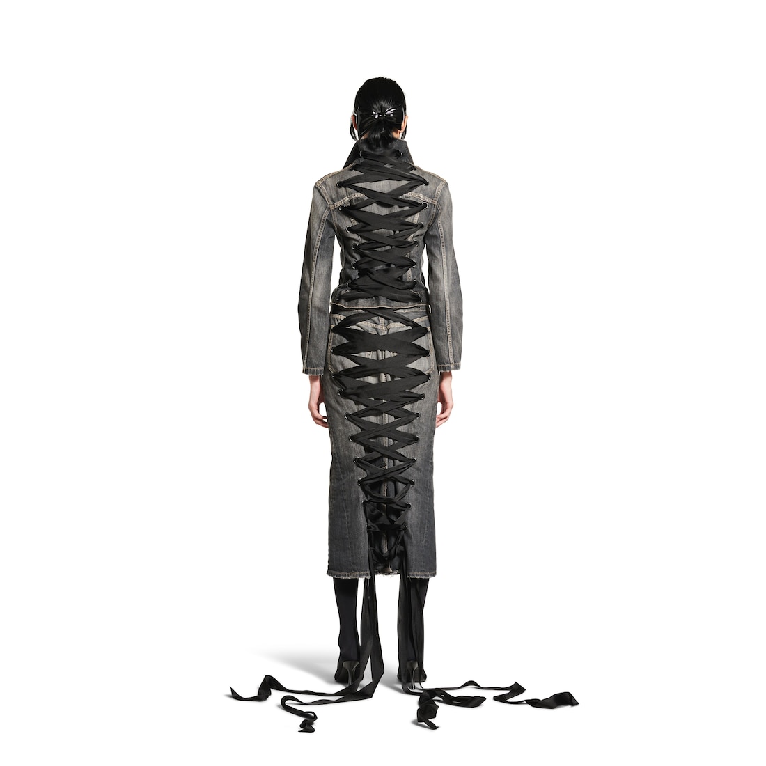 Balenciaga Chaqueta Con Encaje Para Mujer En Gris Oscuro