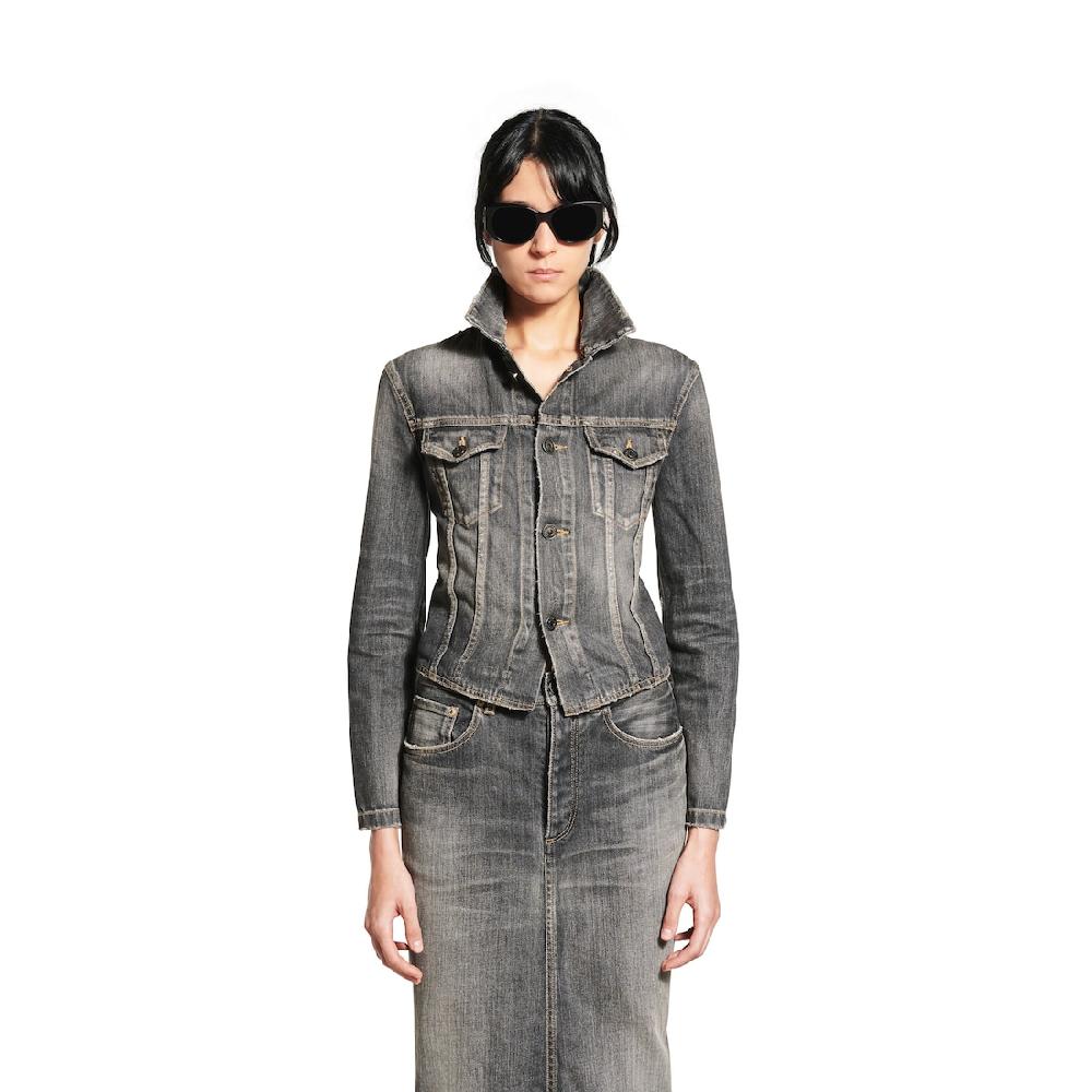 Balenciaga Chaqueta Con Encaje Para Mujer En Gris Oscuro