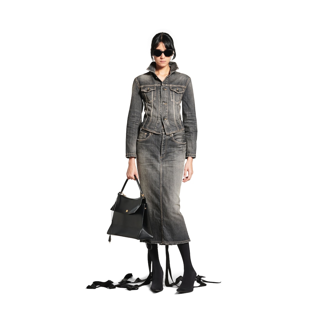 Balenciaga Chaqueta Con Encaje para Mujer en Gris Oscuro